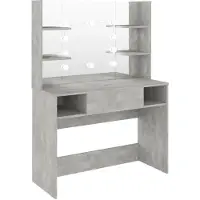 Syfax Tocador de maquillaje luces LED MDF gris hormigón 100x40x135 cm
