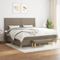 Prolenta Maison Exclusive: Base de cama con somier y colchón color taupe, 200x200 cm, de tejido