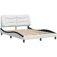 Syfax Estructura de cama sin colchón Hvar cuero sintético blanco y negro