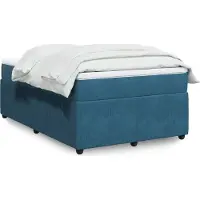 Prolenta Maison Exclusive: Base de cama con somier y colchón, color azul oscuro, 120x200 cm, tapizada en terciopelo