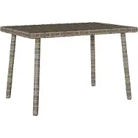 Syfax Mesa centro jardín rectangular gris 60x40x37 cm ratán sintético