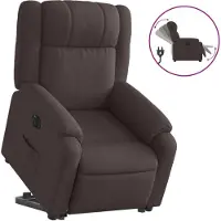 Syfax Sillón reclinable con ayuda para levantarse, eléctrico, color marrón oscuro, tapizado en tela