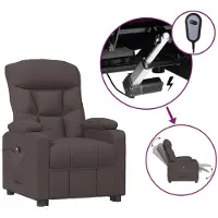 Syfax Sillón reclinable eléctrico tela marrón oscuro