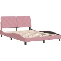Syfax Estructura de cama sin colchón terciopelo rosa 140x190 cm