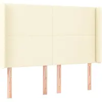 Syfax Cabecero con orejas cuero sintético crema 147x16x118/128cm