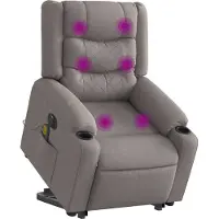 Syfax Sillón de masaje eléctrico con función de ayuda para levantarse, tapizado en tela color taupé