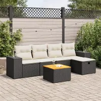 Prolenta Maison Exclusive: Juego de jardín de 6 piezas con sofá y cojines, color negro, fabricado en ratán sintético