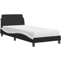 Syfax Cama con colchón Dover cuero sintético negro y blanco 90x190 cm