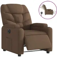 Syfax Sillón reclinable eléctrico de tela marrón