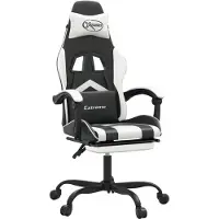 Syfax Silla gaming giratoria reposapiés cuero sintético negro blanco