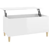 Syfax Mesa de centro madera contrachapada blanco brillo 90x44,5x45 cm