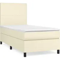 Syfax Cama box spring con colchón cuero sintético crema 80x200 cm
