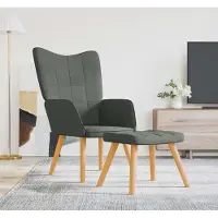 Prolenta Maison Exclusive: Sillón reclinable con reposapiés, color gris oscuro, tapizado en tela