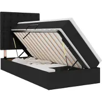 vidaXL Cama con almacenamiento y colchón, color , 90 x 200 cm, tapizada en tela