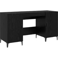 Syfax Escritorio Roble Negro 140 x 50 x 75 cm Madera de ingeniería