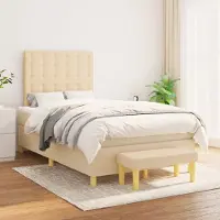 Prolenta Maison Exclusive - Base de cama con somier y colchón, color crema, 120x200 cm, tejido
