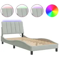 Syfax Estructura de cama con LED sin colchón Hanko terciopelo gris claro 90x190 cm
