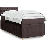 Prolenta Maison Exclusive: Base de cama con somier y colchón, color marrón oscuro, 100x200 cm, tapizado en tela