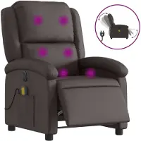 Syfax Sillón de masaje eléctrico cuero auténtico marrón oscuro