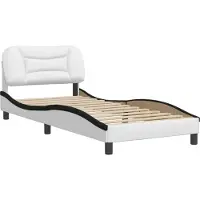 Syfax Estructura de cama sin colchón Hvar cuero sintético blanco y negro 80x200 cm