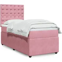 Prolenta Maison Exclusive - Base de cama con somier y colchón, color rosa, 90x200 cm, tapizada en terciopelo