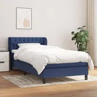Prolenta Maison Exclusive: Base de cama con somier y colchón, color azul, 80x200 cm, material textil