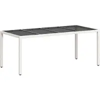 Syfax Mesa de jardín superficie de vidrio ratán PE blanco 190x90x75cm