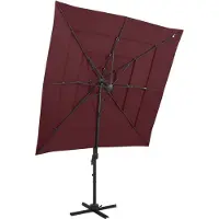 Prolenta Maison Exclusive: Sombrilla con mástil de aluminio, 4 capas, color burdeos, 250x250 cm
