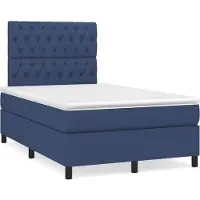 Syfax Cama box spring con colchón tela azul 120x200 cm