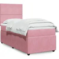 Prolenta Maison Exclusive - Base de cama con somier y colchón, color rosa, 100x200 cm, tapizada en terciopelo