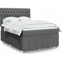 Prolenta Maison Exclusive - Base de cama con somier y colchón, color gris oscuro, 140x200 cm, material: textil
