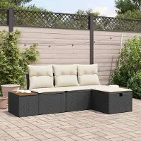 Prolenta Maison Exclusive - Juego de sofá de jardín de 4 piezas, color negro, fabricado en ratán sintético