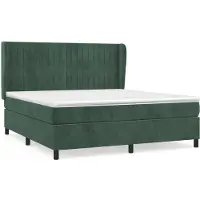 Syfax Cama con somier y colchón, color verde oscuro, 160x200 cm, tapizada en terciopelo