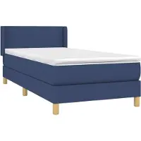 Syfax Cama box spring con colchón tela azul 90x190 cm