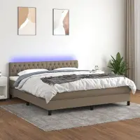 Prolenta Maison Exclusive: Base de cama con somier, colchón y luces LED, color beige, 180x200 cm, tapizada en tela