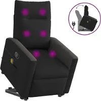 Syfax Sillón reclinable de masaje elevable tela negro