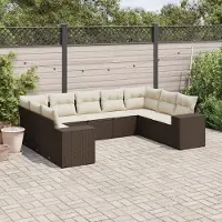 Prolenta Maison Exclusive: Juego de jardín de 9 piezas con cojines, color marrón, fabricado en polirratán