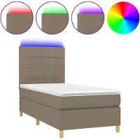 Syfax Cama box spring colchón y luces LED gris taupe 80x200 cm