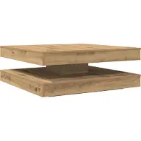 Syfax Mesa de centro giratoria 360 grados roble artisan 90x90x34,5 cm