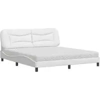 Syfax Cama con colchón Hvar cuero sintético blanco 180x200 cm