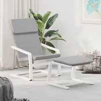 Prolenta Maison Exclusive: Sillón de relax con reposapiés, color gris claro, tapizado en tela