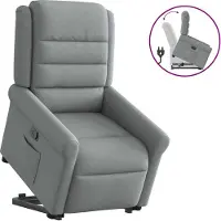 Syfax Sillón reclinable elevable de tela gris claro
