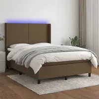 Prolenta Maison Exclusive: Base de cama con somier, colchón y luces LED, color marrón oscuro, 140x200 cm, material: textil