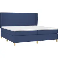 Syfax Cama box spring con colchón tela azul 200x200 cm