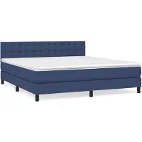 Syfax Cama box spring con colchón tela azul 180x200 cm