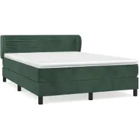 Syfax Cama box spring con colchón terciopelo verde oscuro 140x190 cm