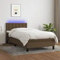 Prolenta Maison Exclusive: Base de cama con somier, colchón y luces LED, color marrón oscuro, 90x200 cm, material: textil