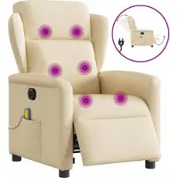Syfax Sillón reclinable de masaje eléctrico tela color crema