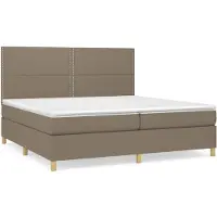 Syfax Cama box spring con colchón tela gris taupe 200x200 cm