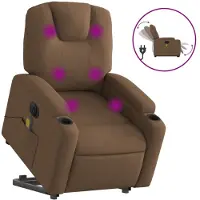 Syfax Sillón de masaje eléctrico reclinable elevable tela marrón